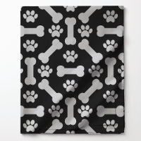 Motif d'os de chien et d'empreintes de pattes noir