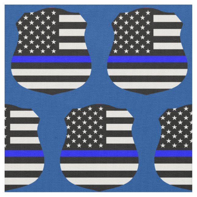 Tissu Motif du bouclier de police de la ligne bleue minc (Fermer)