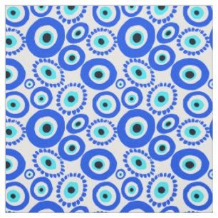Tissu Motif du cercle blanc bleu de l'oeil grec