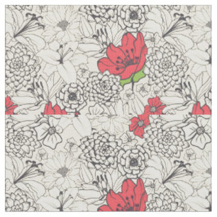 Tissu Motif du jardin de fleurs de pavot