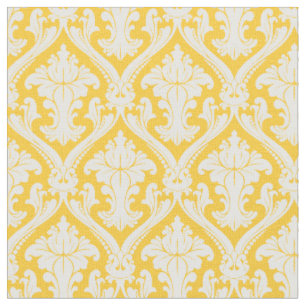 Tissu Motif élégant vintage damas jaune