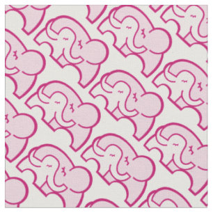Tissu Motif éléphant graphique câlin rose