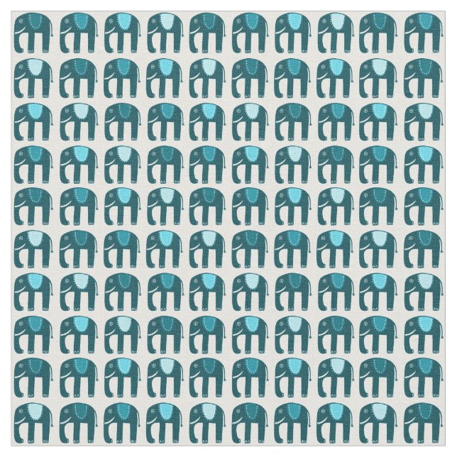 Tissu Motif Eléphants Bleus Doux (Fermer)