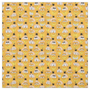 Tissu Motif Emoji 😀 jaune