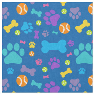 Tissu Motif Empreinte de patte de chien bleu