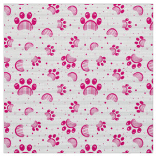Tissu motif Empreinte de patte en couleur rose