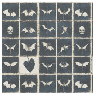 Tissu Motif en jean gothique grunge avec chauves-souris 