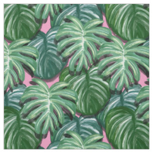 Tissu Motif exotique Feuille tropical vert