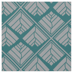 Tissu Motif feuille carré Turquoise neutre
