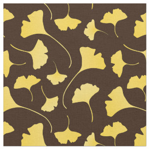 Tissu Motif Feuille de Ginkgo jaune
