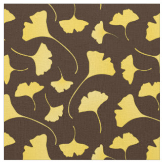 Tissu Motif Feuille de Ginkgo jaune