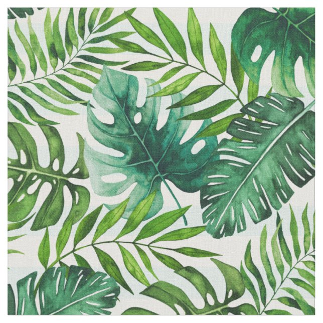 Tissu Motif Feuille moderne Tropical Green (Fermer)