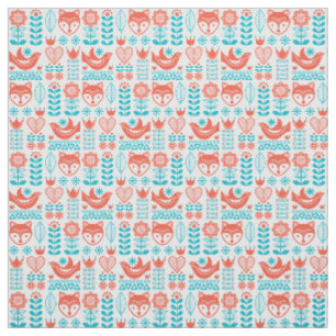 Tissu Motif finlandais d'art populaire de Fox et