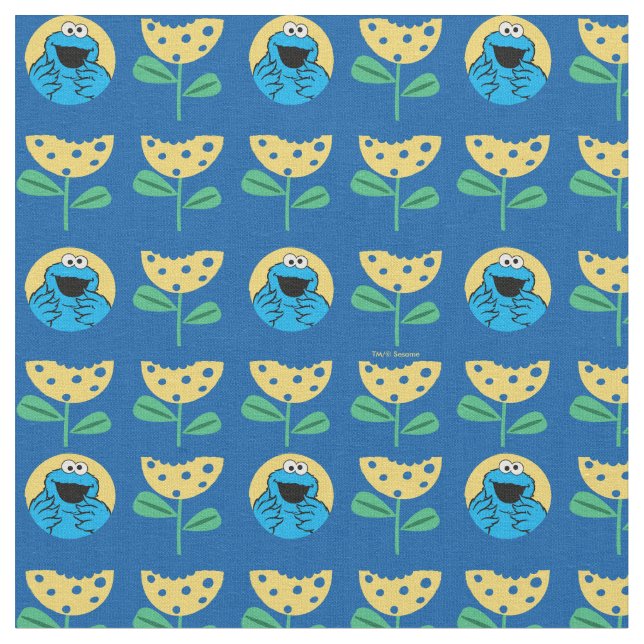 Tissu Motif Fleur de Cookie Monster (Fermer)