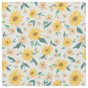 Tissu Motif Fleur de marguerite jaune