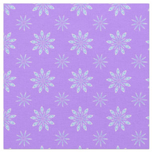 Tissu Motif Flocon de Neige Étoile Blanc Bleu Lavande