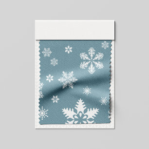 Tissu Motif Flocon de Neige, Flocons Blancs, Neige, Gris