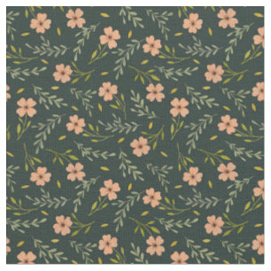 Tissu Motif floral à l'aquarelle vert foncé Dainty Ditsy