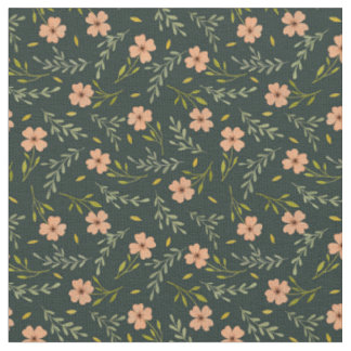 Tissu Motif floral à l'aquarelle vert foncé Dainty Ditsy