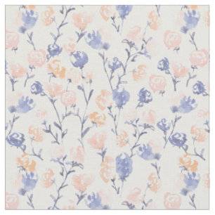 Tissu Motif floral aquarelle rose et violet