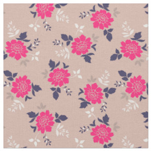 Tissu Motif floral beige de roses indien romantiques