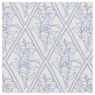 Tissu Motif floral bleu de diamant de bigorneau chic