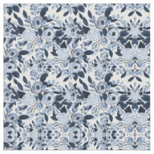 Tissu Motif floral bleu marine Pastel
