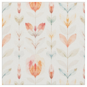 Tissu Motif floral botanique pêche douce MH26