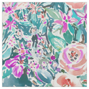 Tissu Motif floral d'aquarelle de voyage tropical