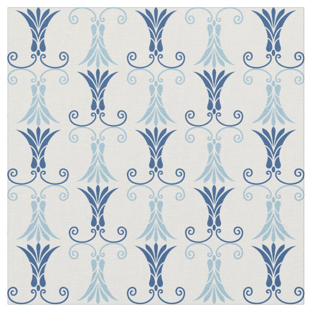 Tissu Motif floral d'art déco bleu élégant (Fermer)