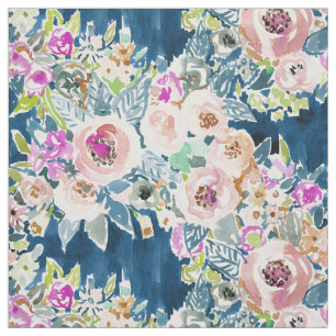 Tissu Motif floral de Boho de marine colorée TELLEMENT