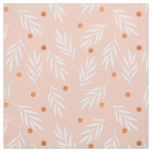 Tissu Motif floral de feuille de rose moderne d'abricot