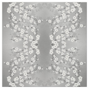 Tissu Motif floral de fleurs de cerisier gris argenté