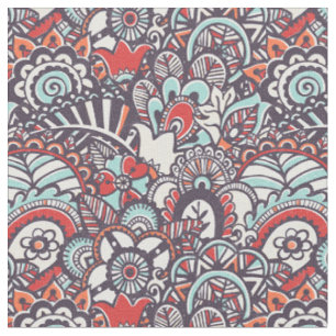 Tissu Motif floral de griffonnage de Paisley