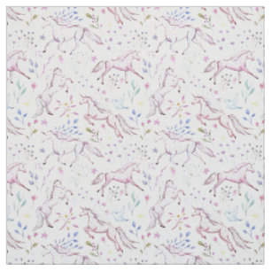 Tissu Motif floral de licorne d'aquarelle