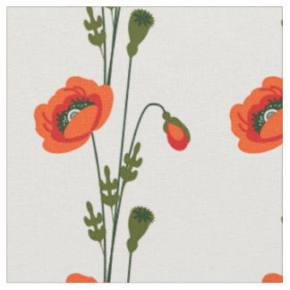 Tissu Motif floral de pavot rouge