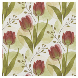 Tissu Motif floral de tulipe aquarelle rustique MH26