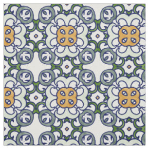 Tissu Motif floral jaune et vert de damassé