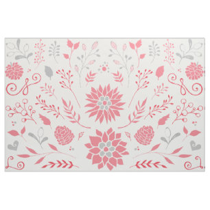 Tissu Motif floral rose et gris rustique