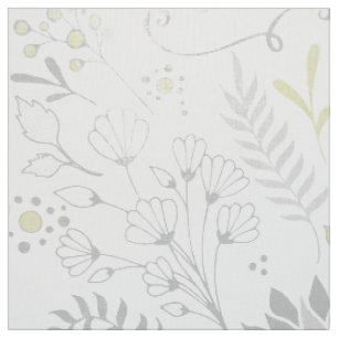 Tissu Motif floral rustique jaune et gris