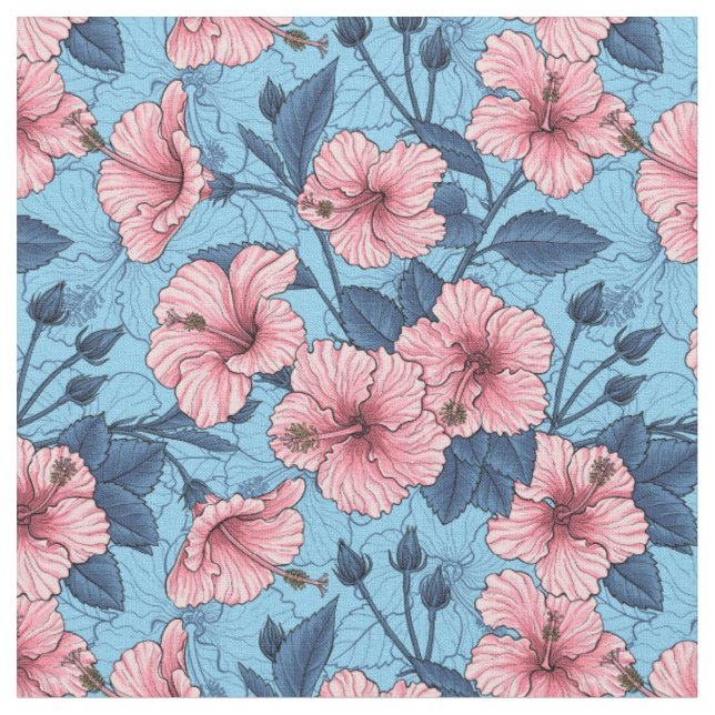 Tissu Motif floral tropical d'Hibiscus (Fermer)
