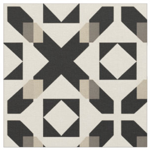 Tissu Motif géométrique abstrait avec noir contrasté