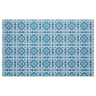 Tissu Motif géométrique abstrait bleu et blanc