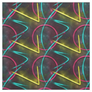 Tissu Motif géométrique abstrait du néon 80s