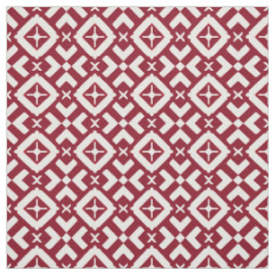 Tissu Motif géométrique abstrait rouge et blanc