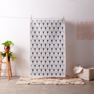 Tissu Motif géométrique Art déco bleu et blanc