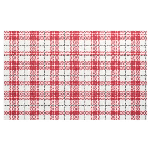 Tissu Motif géométrique blanc rouge et gris (Yard)