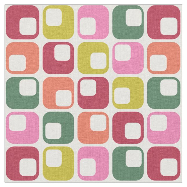 Tissu Motif géométrique Carré rétro lumineux (Fermer)