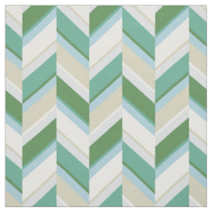 Tissu Motif géométrique chevron vert bleu beige chic