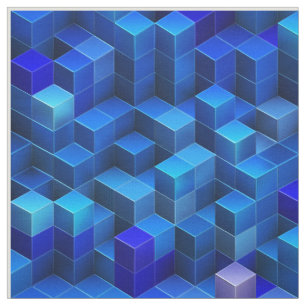 Tissu Motif géométrique d'abrégé sur bleu les cubes